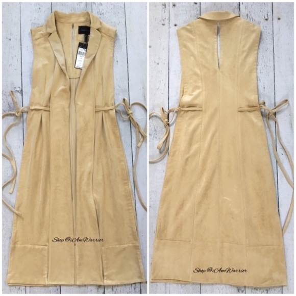 BCBGMaxAzria NWT vegan faux suede side tie vest duster *shop@iamwarrior - Picture 3 of 6